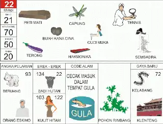 Erek erek buku mimpi 2d bergambar lengkap Ilustrasi Pramuka dan Angka 22
